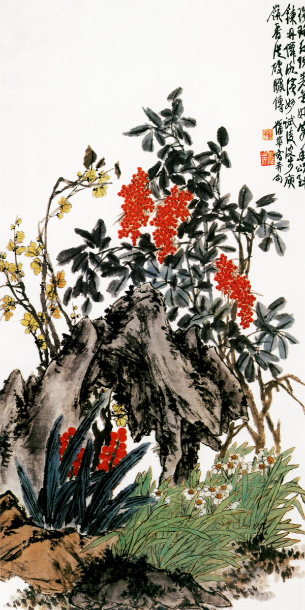 天竺水仙图花鸟画中国古画0599