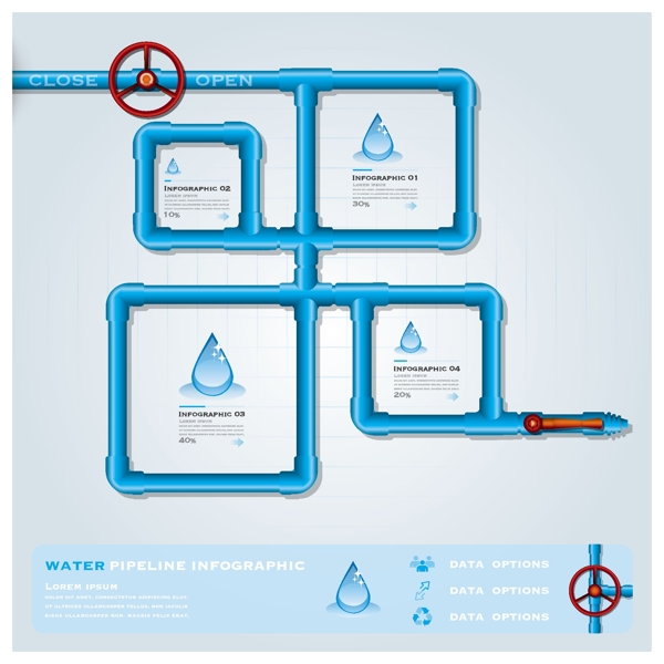 方形管道水元素信息图表