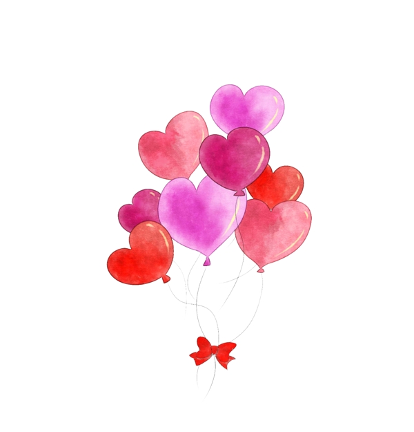红色的爱心气球插画