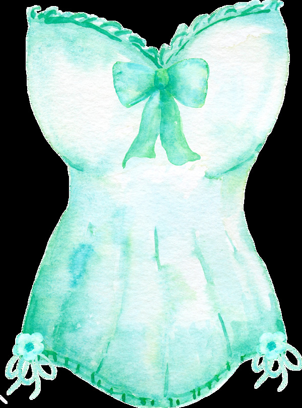水绿连衣裙卡通透明素材