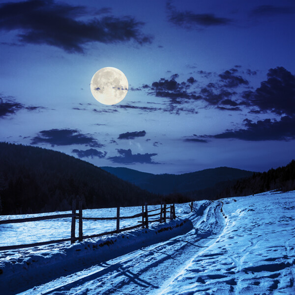雪夜月亮