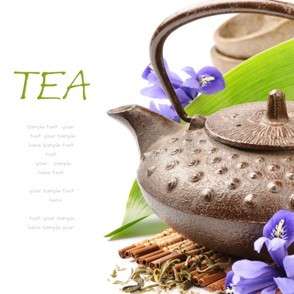 茶壶与茶叶图片