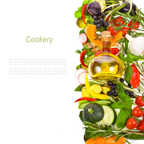 食用油与蔬菜背景图片
