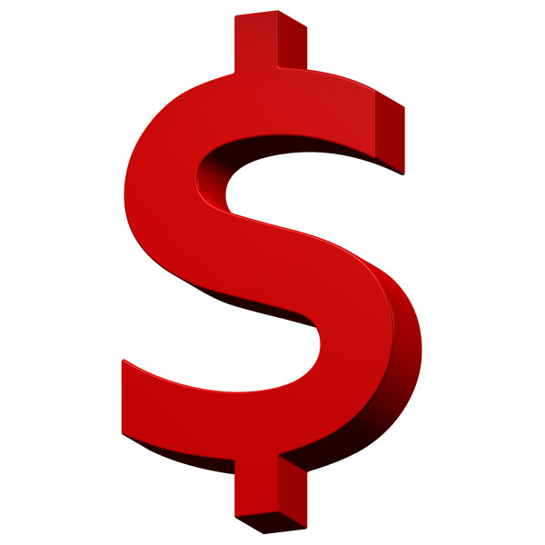 美元符号从红色字母集白色隔离