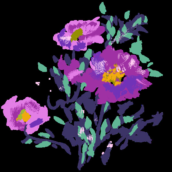 浪漫紫色花朵手绘菊花装饰元素