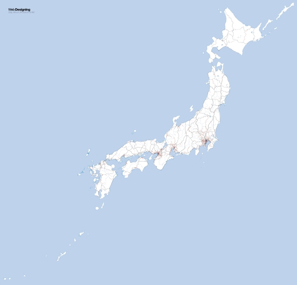 日本地图铁路网矢量素材1