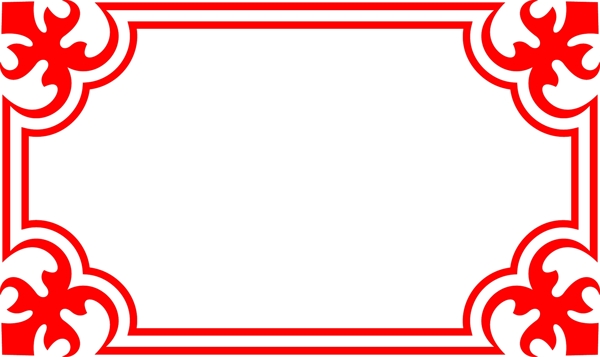 欧式红色标题框海报边框透明png