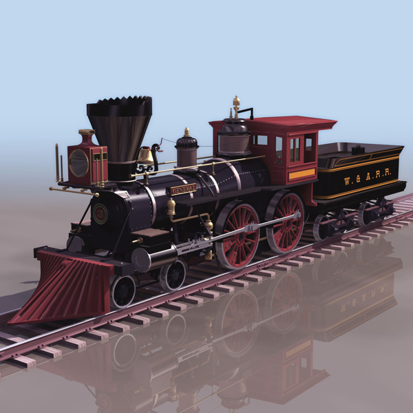 旧式火车头3D模型