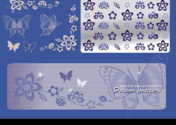 蝴蝶花花纹广告名片排版CDR图片