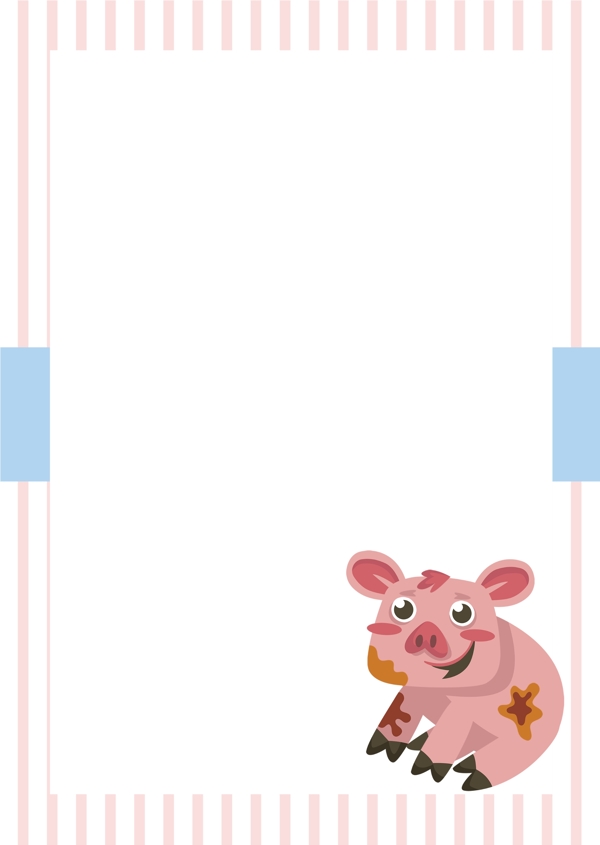 小猪边框手绘插画