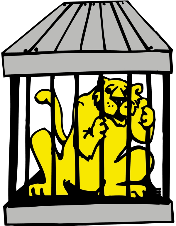 老虎关在笼子里