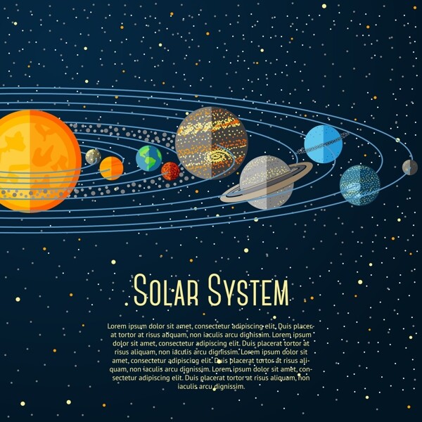 卡通太阳系设计矢量素材