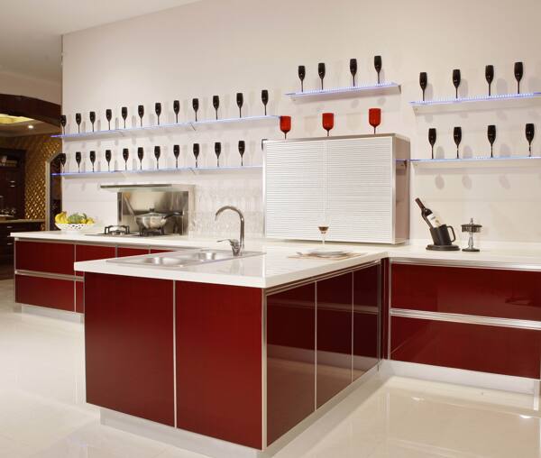 红色厨房设计