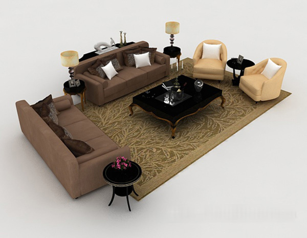 新欧式风格组合沙发3d模型下载