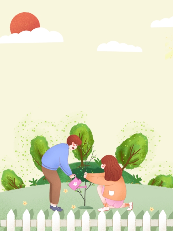 植树节卡通背景素材