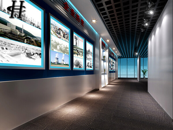 现代科技企业墙展厅效果图