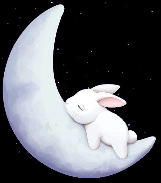 弯弯的月亮玉兔Png元素