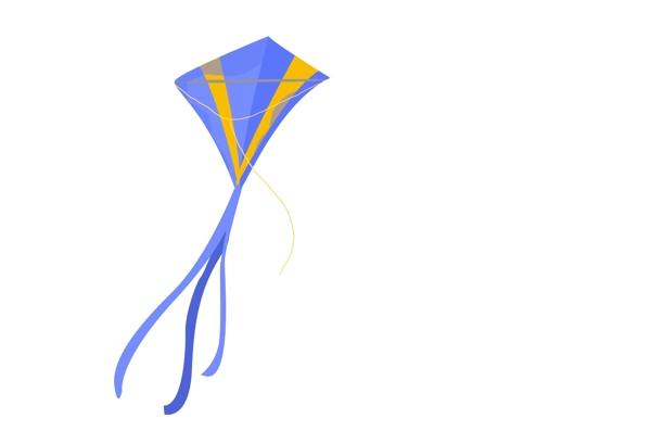 手绘蓝色的风筝插画
