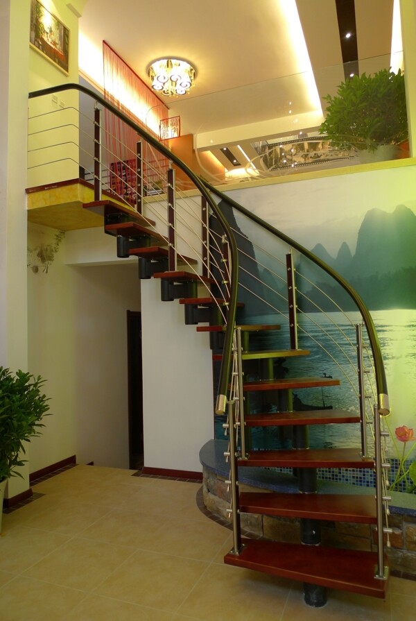 别墅室内楼梯简约创意装修效果图