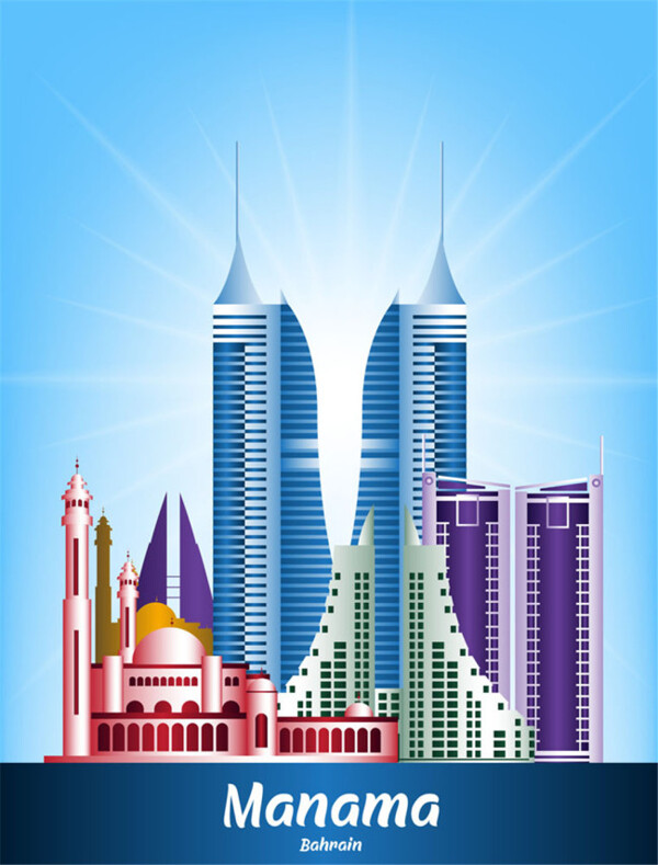 彩色沙特王国著名建筑图片
