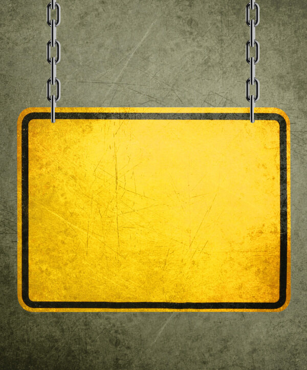 黄色铁皮铁链路标图片