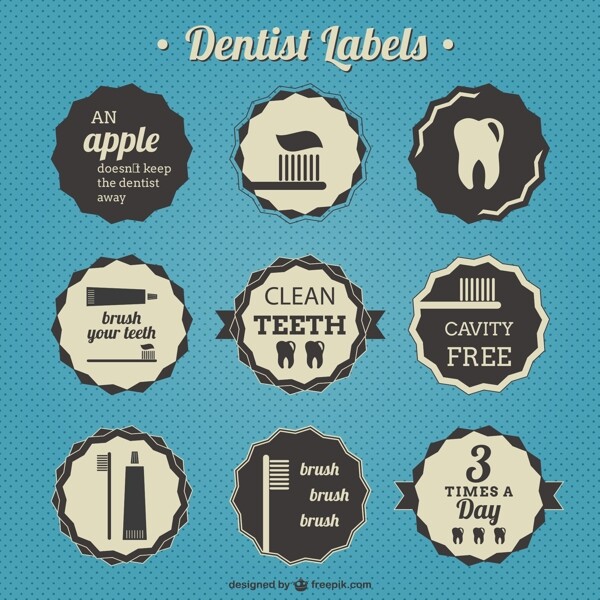复古牙齿护理标签