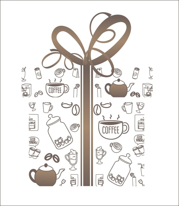 咖啡矢量礼盒图案设计