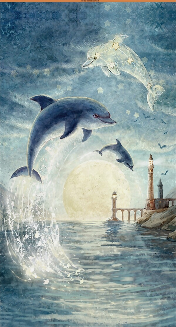 欧式海豚海洋装饰画图片