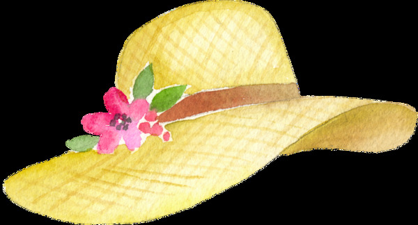 可爱花朵小草帽透明素材