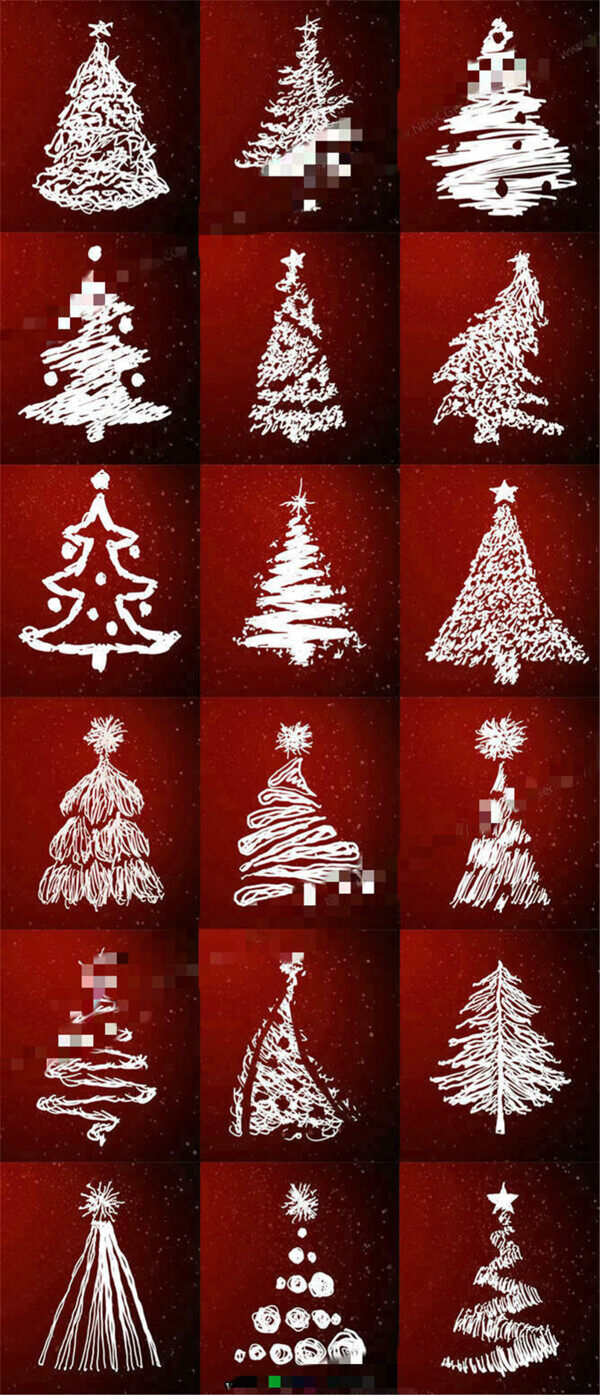 18组手绘样式的白色圣诞树动画素材AE模板