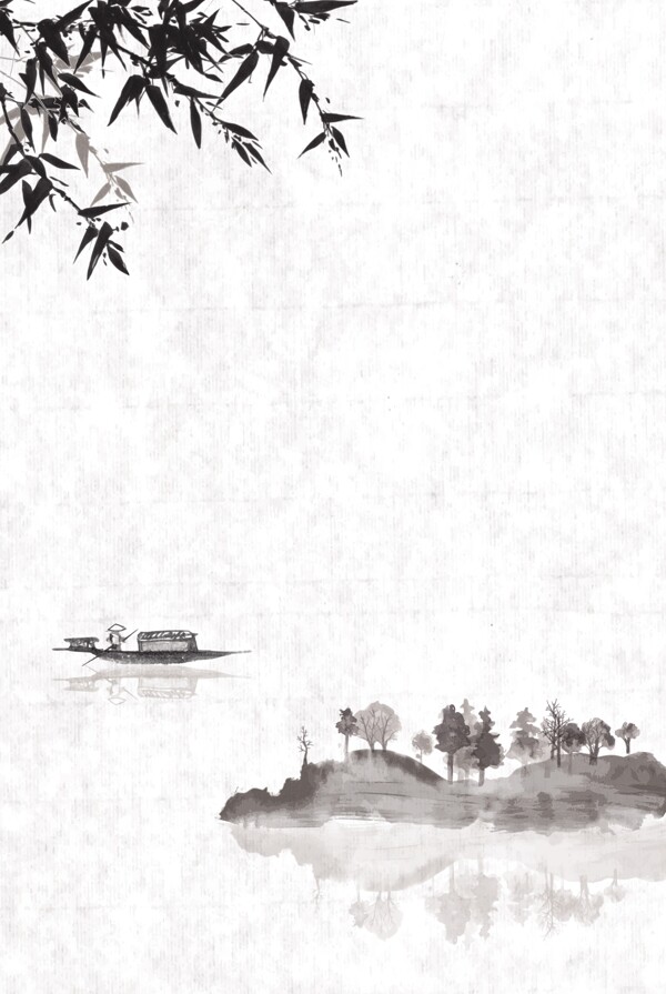 矢量水墨中国风古风传统山水海报背景