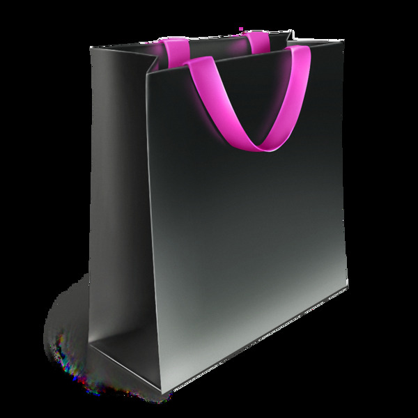 紫红色带子灰色购物袋免抠png透明素材