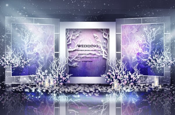 紫色婚礼合影区效果图