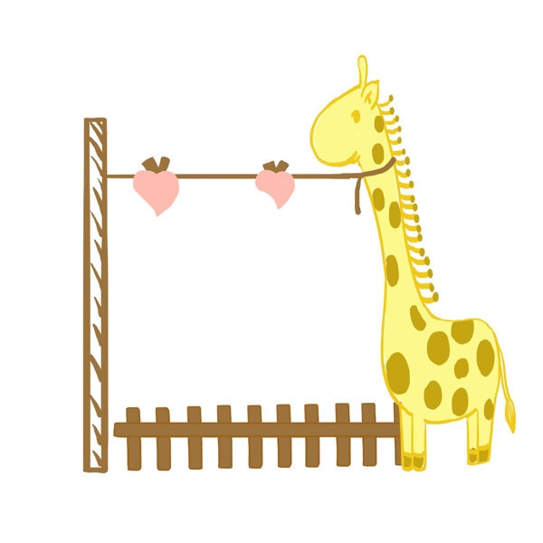 长颈鹿和栅栏边框