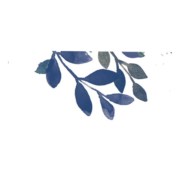 水彩蓝色树叶装饰
