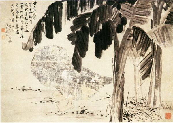 蕉鹅图花鸟画中国古画0490