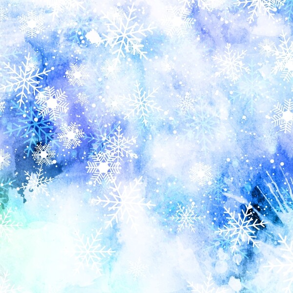炫彩蓝色雪花背景插图
