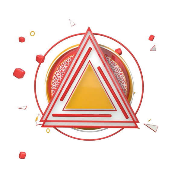 红色三角形圆形C4D