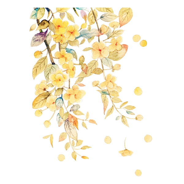 手绘水彩黄色花朵元素