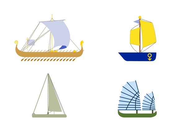 四种帆船装饰图案