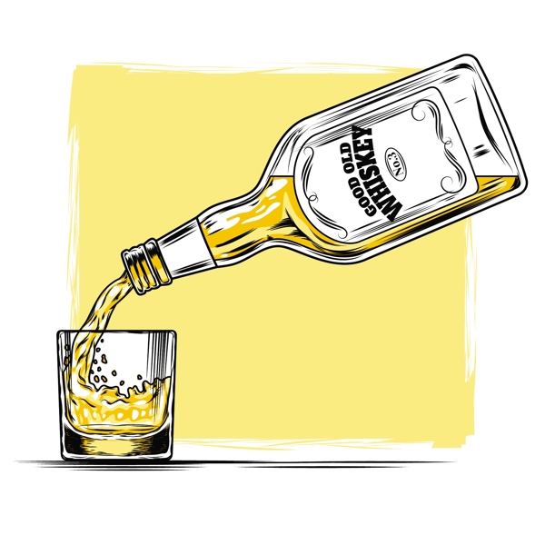 威士忌和玻璃杯的矢量图
