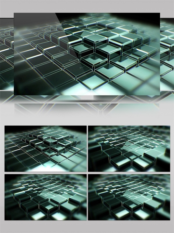 蓝色水晶方块动态视频素材