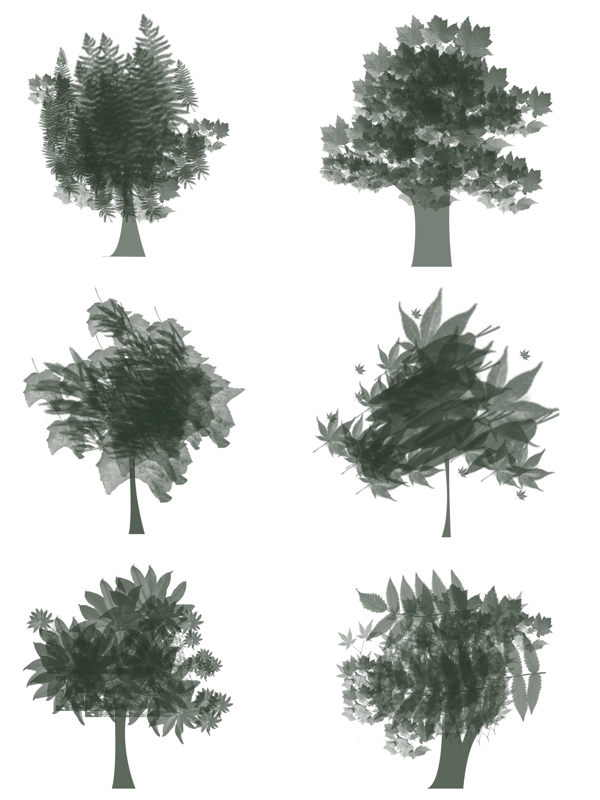 手绘树剪影装饰设计元素