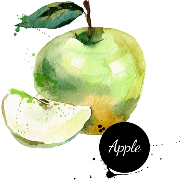 水彩手绘矢量苹果素材