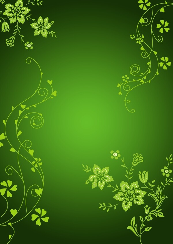 绿色花边背景图片