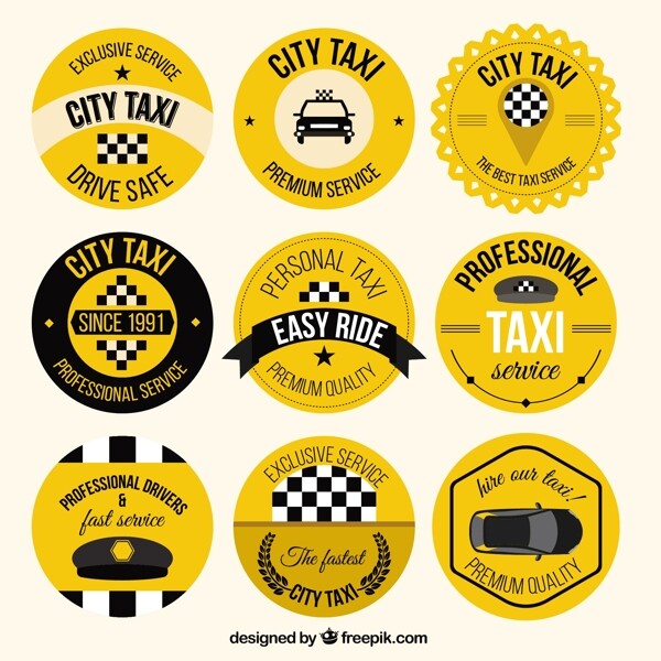 黄色老式出租车徽章