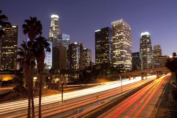 洛杉矶城市道路夜景