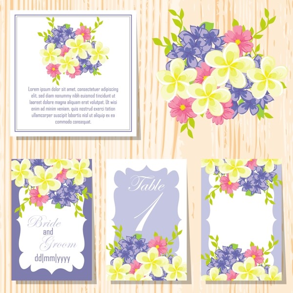 水彩植物花朵婚礼贺卡模板下载