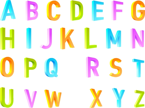 五颜六色的立体字母矢量素材图片