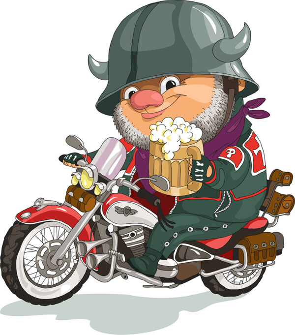 骑摩托车的维京人漫画图片